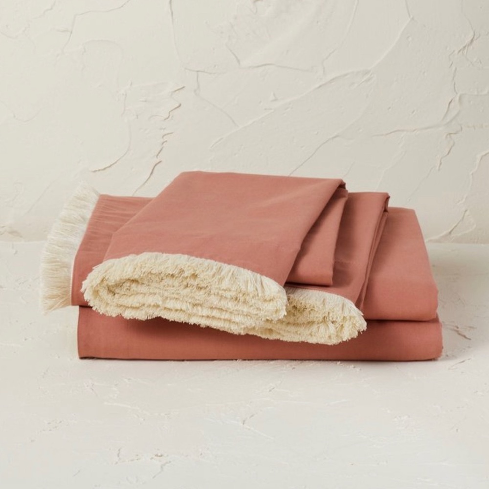NWT OpalHouse Fringe Cotton Percale Sheet Set
